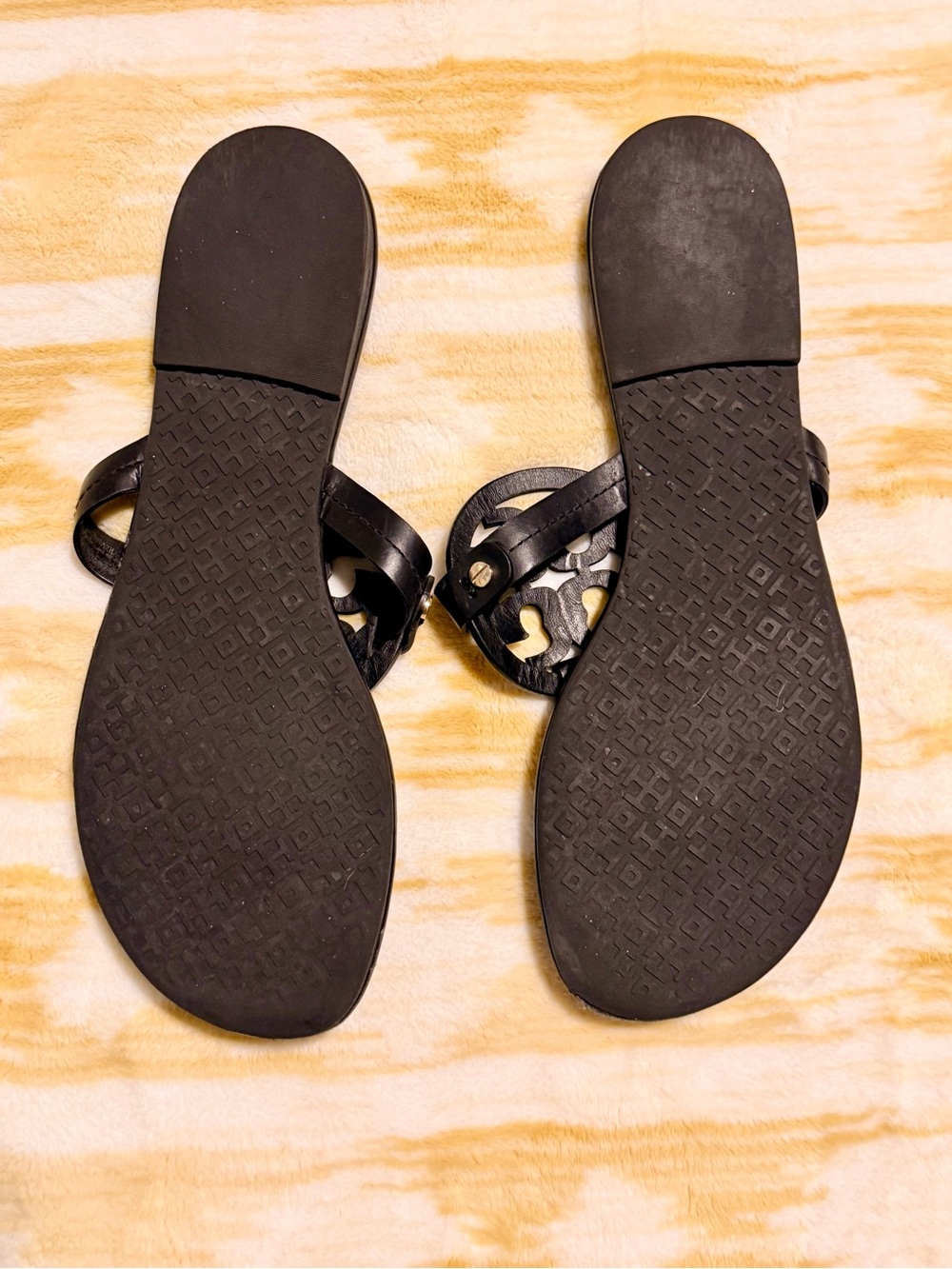 Tory Burch Black Leather Logo Thong Sandals size 10 - Picture 5 of 6